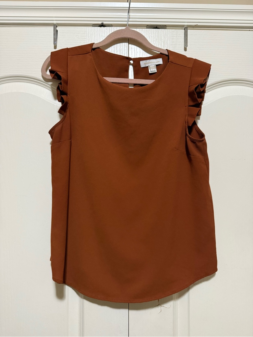 Monteau Rust Brown Ruffle Sleeve Blouse